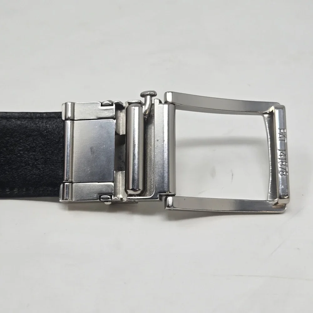 Harmattan Design Smart Belt Mens Black Pebbled Leather Ratchet Track Buckle 48in